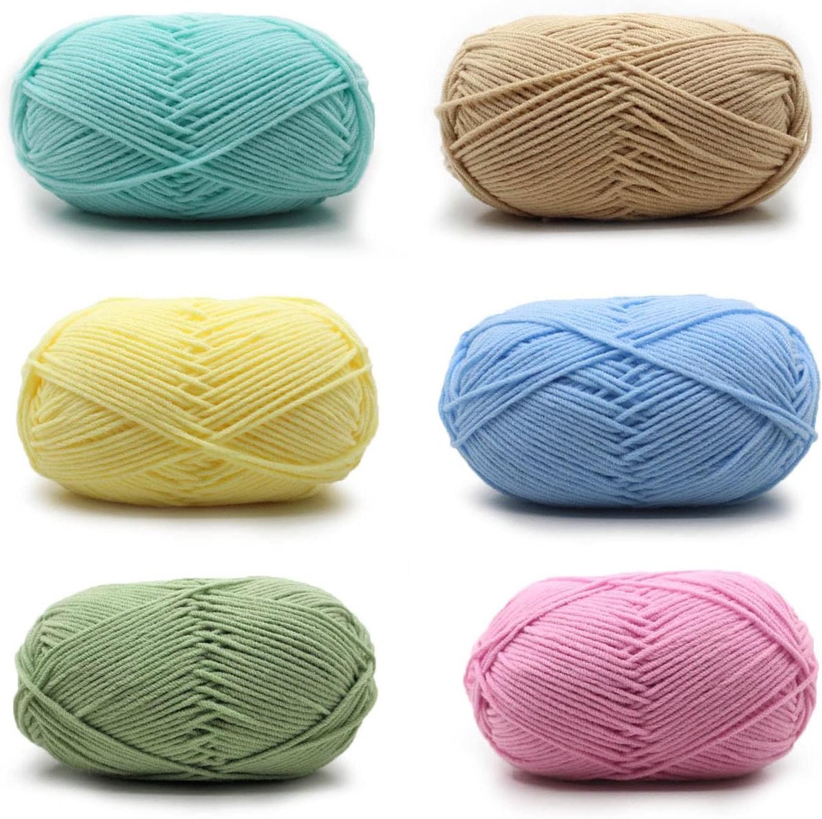 Haakgaren, voor haken en kunsthandwerk, 6 x 50 g, handbreigaren, katoengaren, 6 kleuren