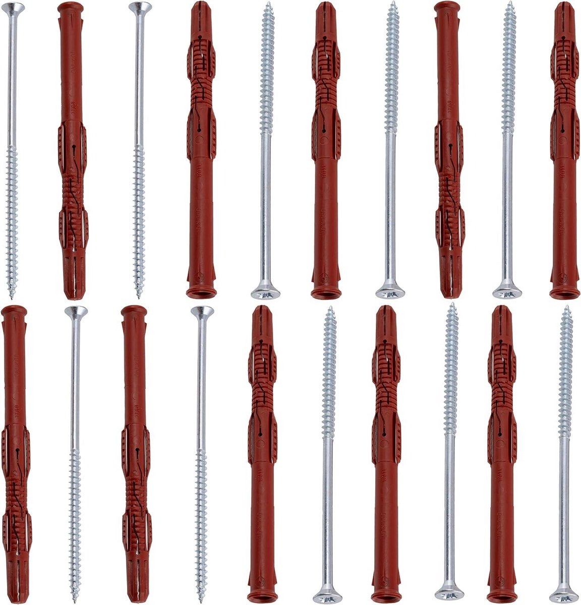 Pluggen en Schroeven Set - Holle Muur Ankers - Muurbevestiging - Voor Holle Materialen - 10x140mm - Rood