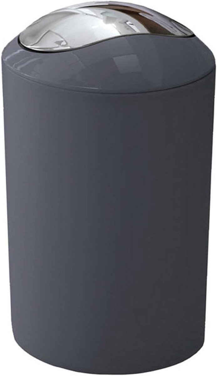 Cosmetica-emmer - Afvalemmer Prullenbak - Kleine Afval Verwerken - Deksel Chroomlook - 5 Liter - Antraciet