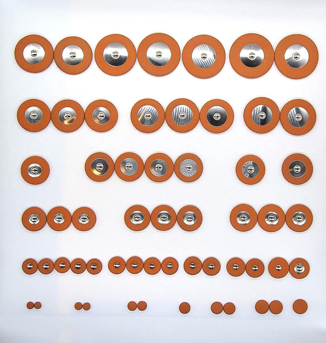 Saxofoon Kussenset - Reparatieset Onderhoudskit - Saxofoon Onderhoud - Met Metalen Resonators - 58 Stuks - Bruin Zilver