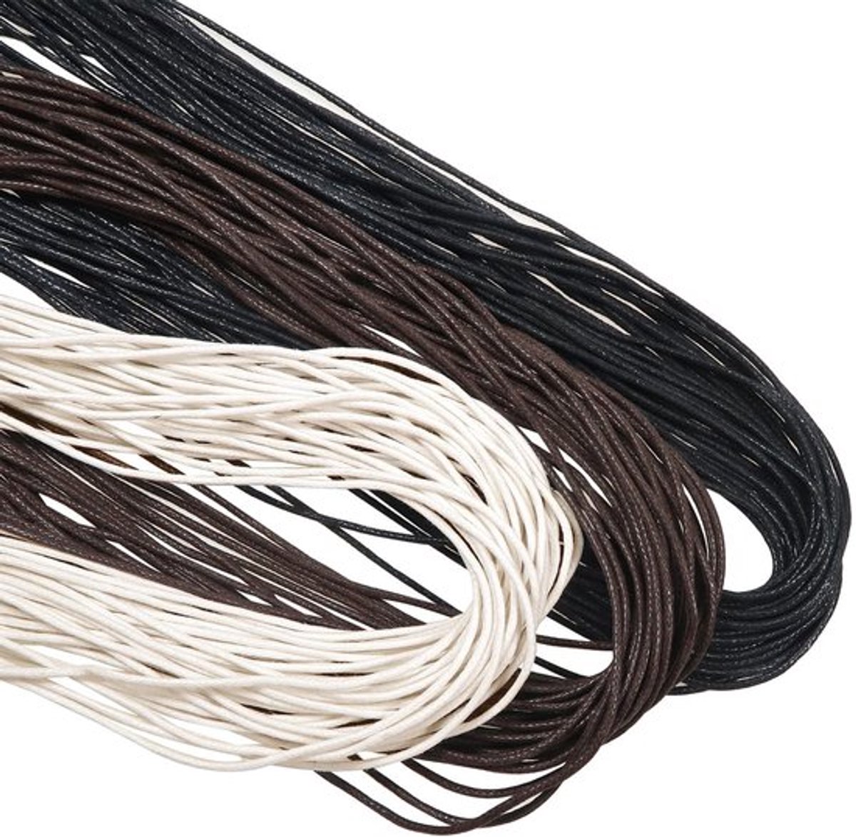 VT Goods - Gewaxt Koord - Sieraden Maken - 105 m - Wit Zwart Bruin