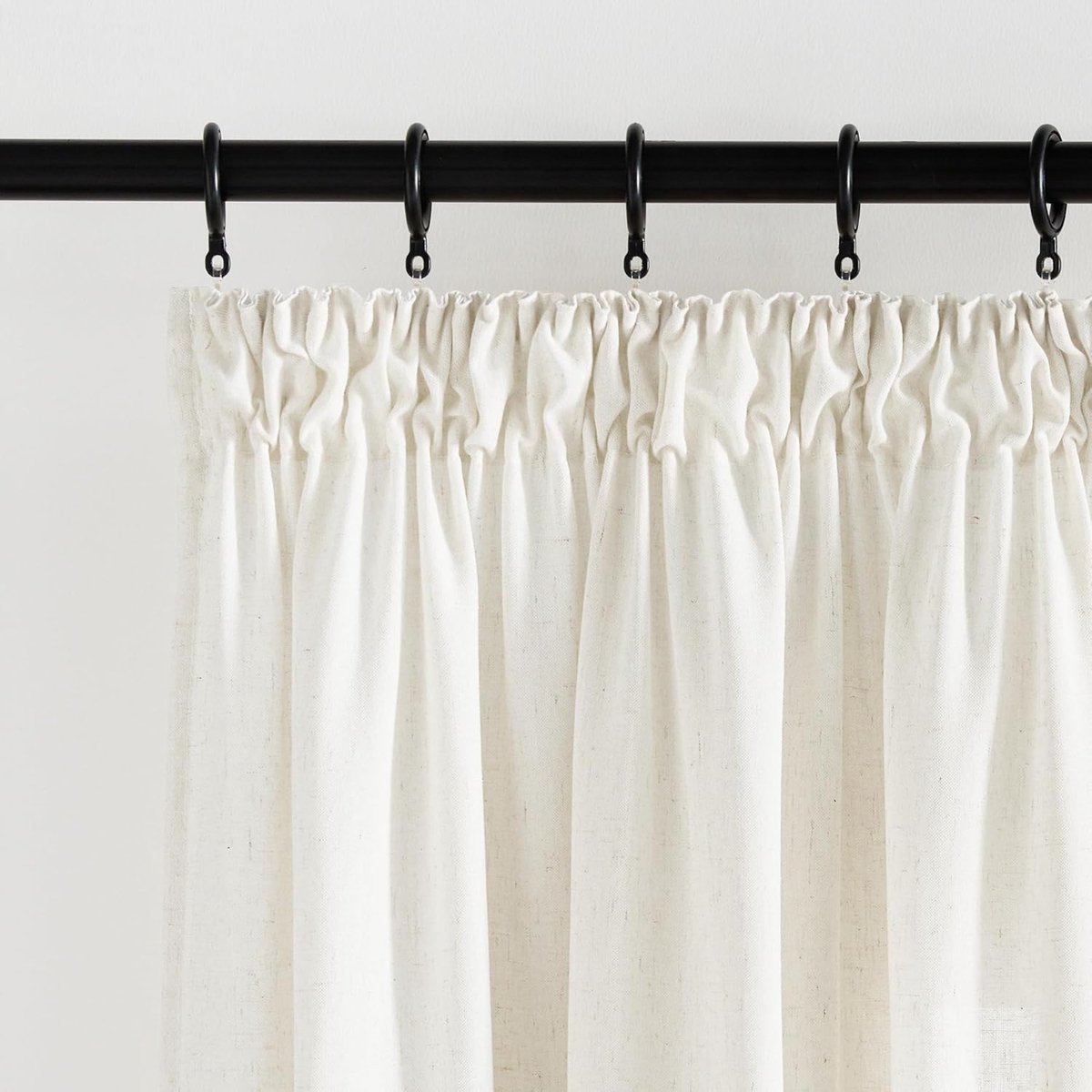 Boho gordijnen woonkamer linnen gordijn met plooiband, half-transparante gordijnen linnen beige, set van 2 240 cm x 140 cm (h x b) linnenlook, lichtbeige