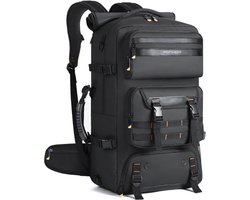 Grote Reisrugzak Voor Heren - 50L Laptoprugzak Met Schoenenvak - Waterbestendig - Rugzak Met USB-Oplaadpoort - Voor Reizen - Kamperen - Wandelen - Zwart