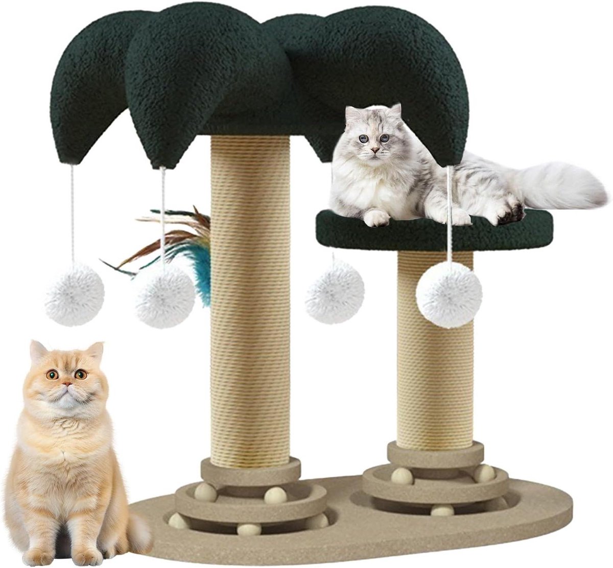 Krabpaal voor katten - Katten krabmeubel - Binnen spelen - Met hangend speelgoed - 43 x 29 x 50 cm