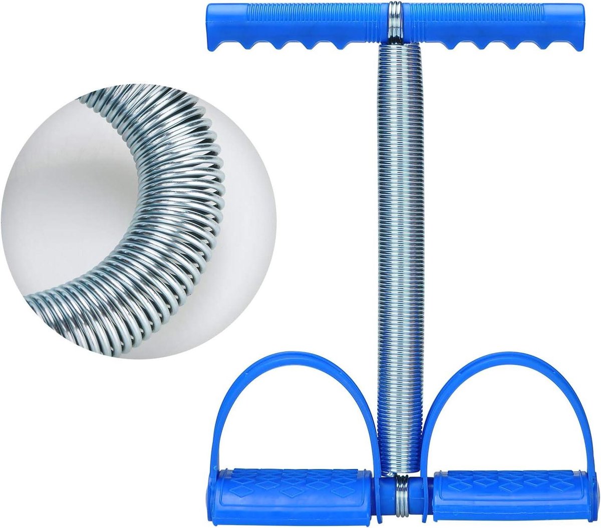 Tummy Trimmer - Buikspier trainer - Kracht training - Dubbele veer - 35 cm lengte - Blauw