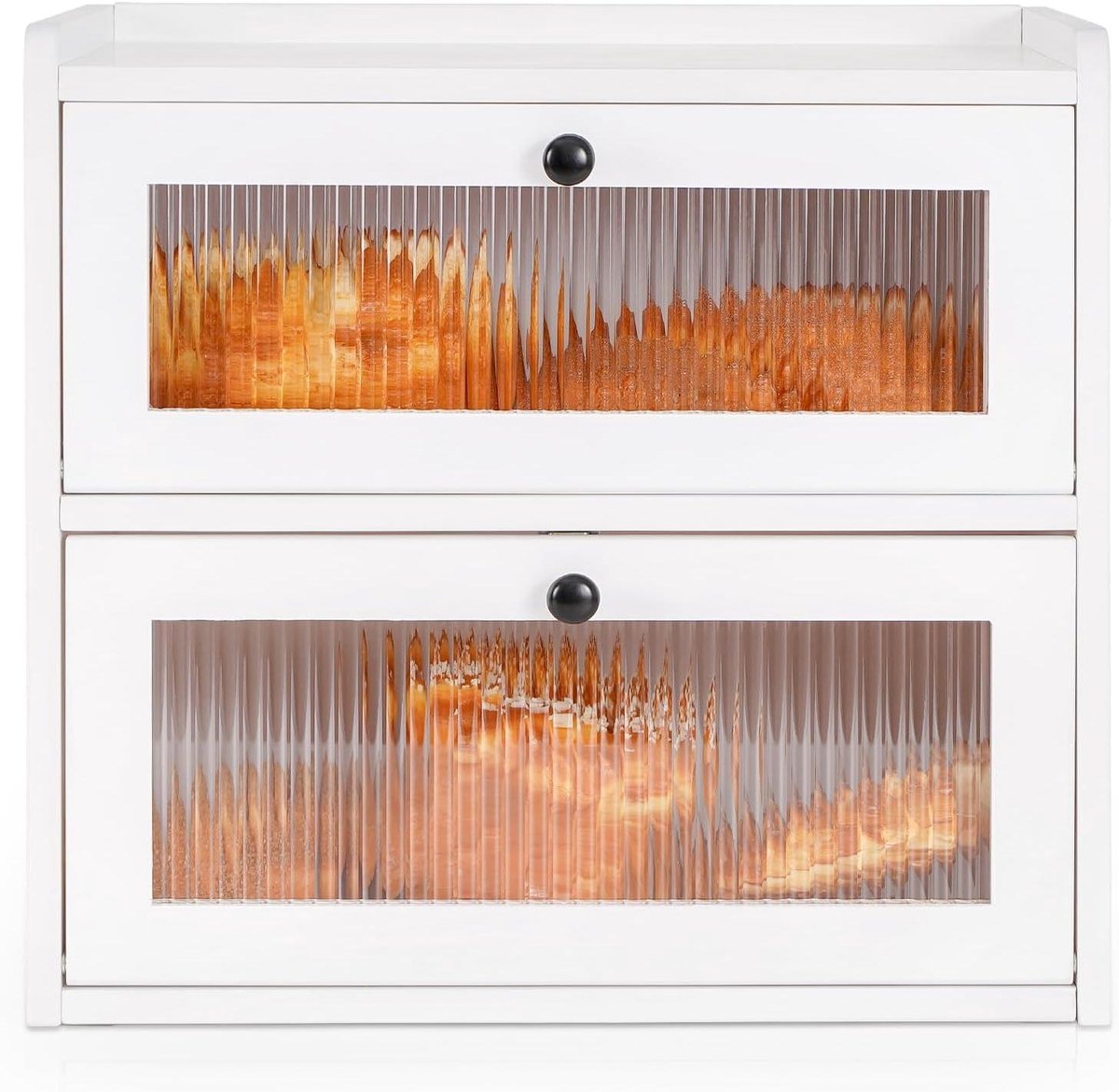 Broodtrommel Dubbeldekker - Broodkast Keuken - Brood Vers Houden - Ventilatie Ontwerp - 36.5x24x34cm - Wit