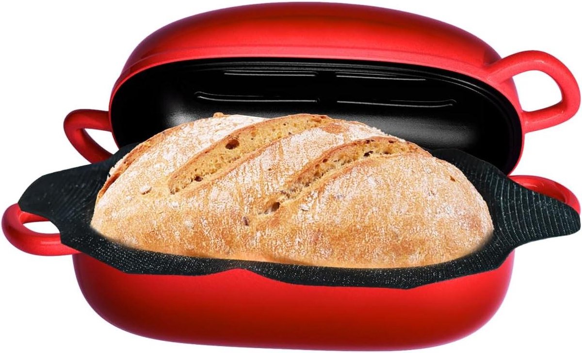 Broodpan Gietijzer - Bakvorm Oven - Ambachtelijk Brood Bakken - Optimale Vochtregulatie - 2.5 Liter - Rood
