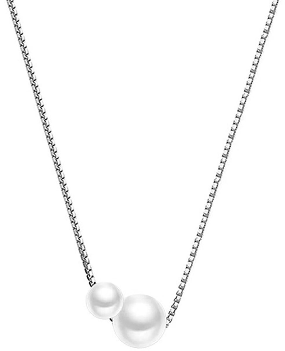 Parelketting voor dames, modesieraad, ketting met zilver 925 hanger, parels, zwevende parelketting, sieraden