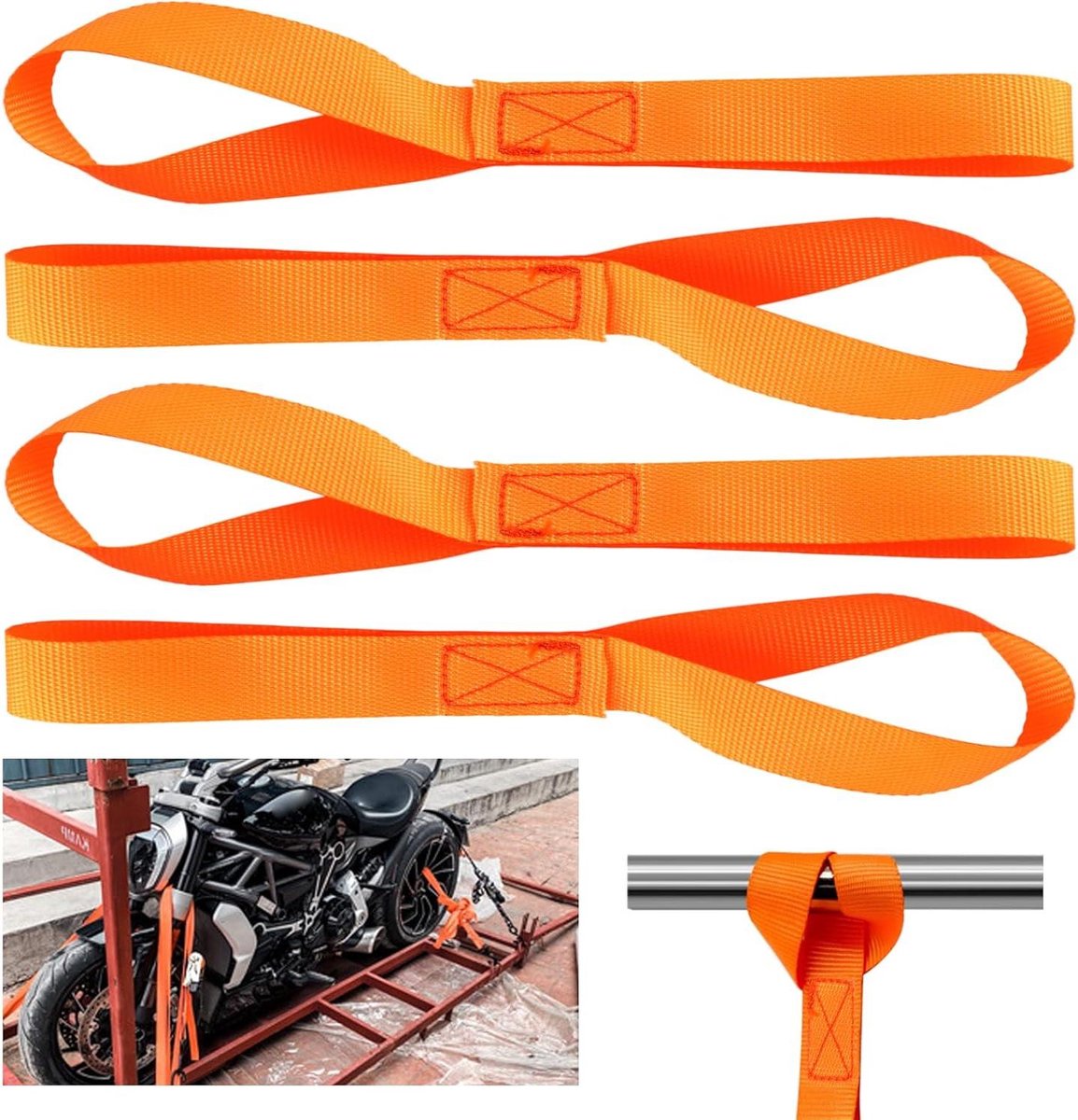 Spanbanden Set - Bevestigingsriemen - Lading Zekeren - Hoge Draagkracht - 450x38mm 800kg - Oranje