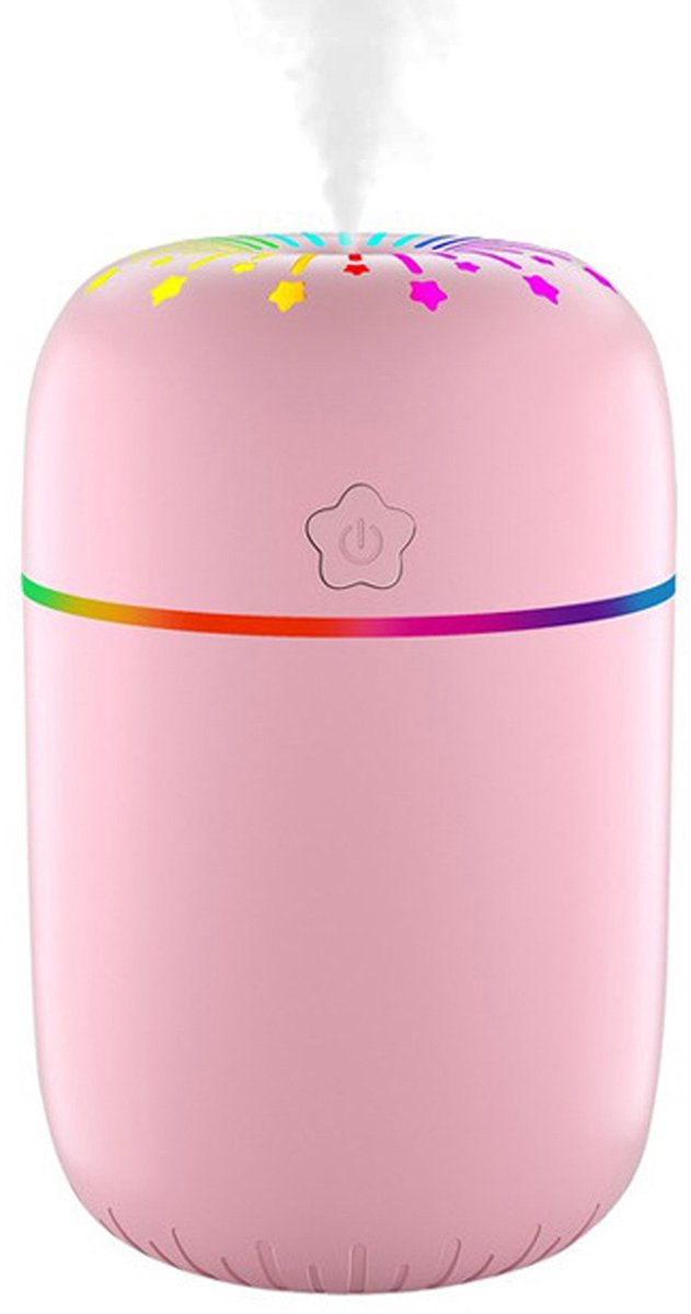 300 ml luchtbevochtiger, kleurrijke draagbare mini luchtbevochtiger met koele mist, kleine desktop luchtbevochtiger met koude mist voor auto, planten, kantoor, slaapkamer, enz. Automatische uitschakeling, 2 miststanden, stil