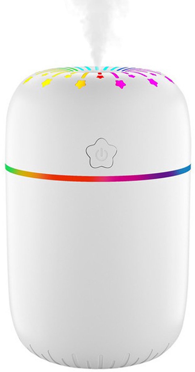 300 ml luchtbevochtiger, kleurrijke draagbare mini luchtbevochtiger met koele mist, kleine desktop luchtbevochtiger met koude mist voor auto, planten, kantoor, slaapkamer, enz. Automatische uitschakeling, 2 nevelstanden, stil