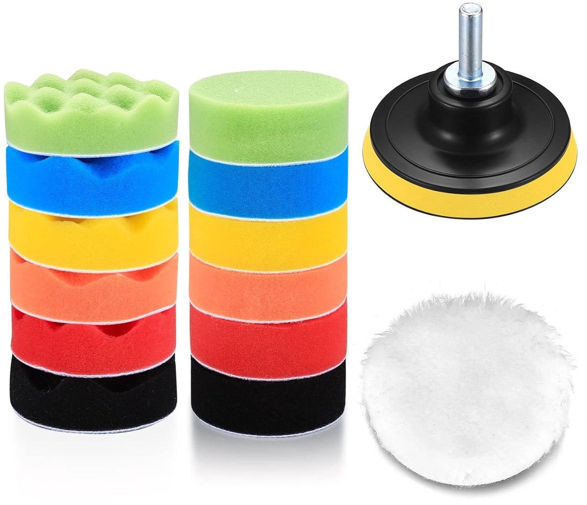Polijstschijven Set - Schuurschijven Poetsen - Auto Reinigen - Duurzaam PP Materiaal - 18.5*12.2*7 cm - Groen Grijs