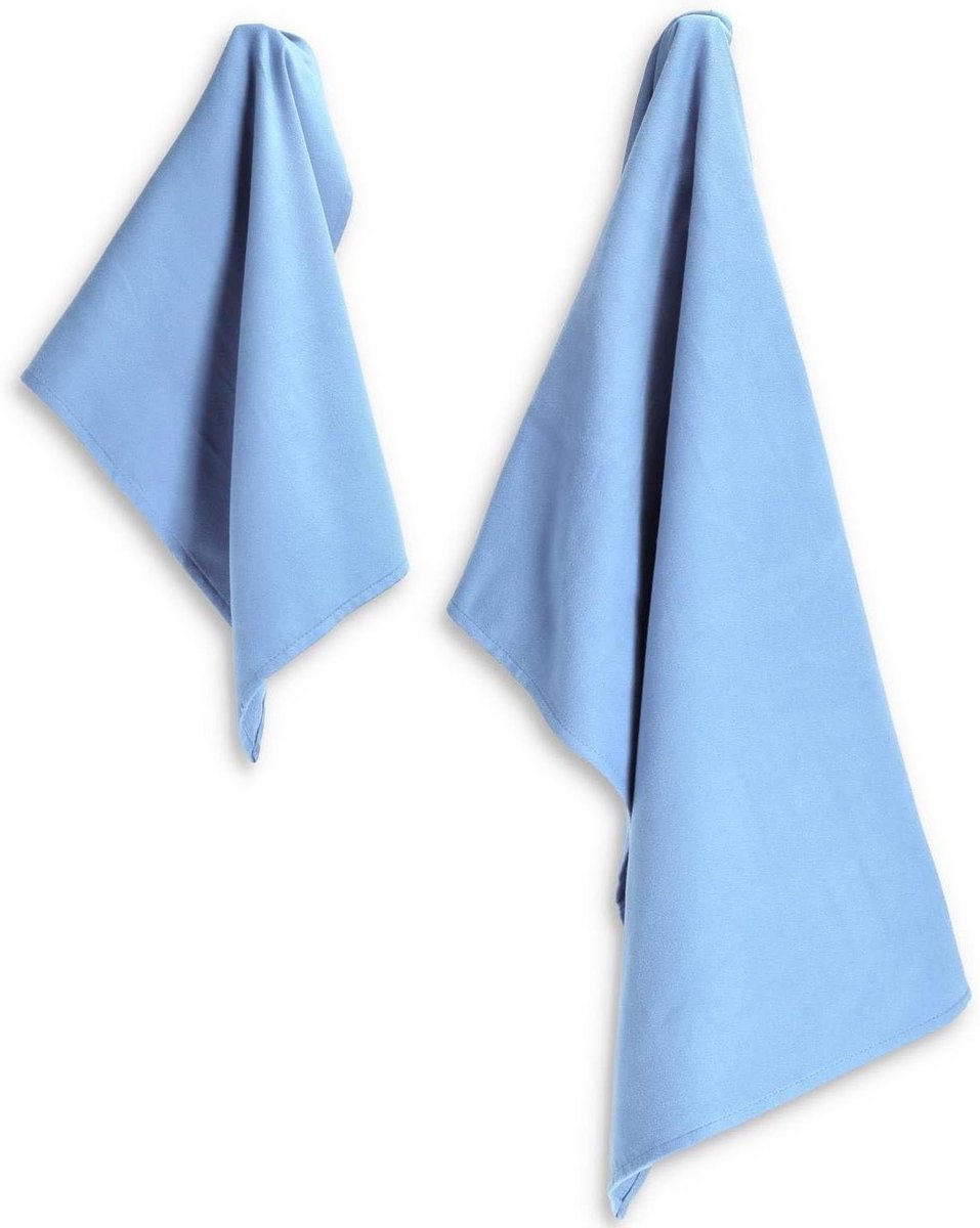 Microvezel Handdoeken - Technische Handdoek - Sport en Reizen - Sneldrogend Absorberend - 40x60 cm en 50x100 cm - Hemelsblauw