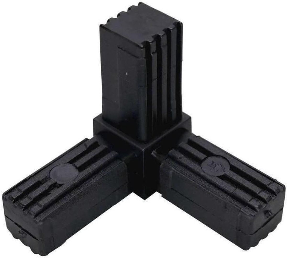 Stekkerverbinders Vierkante Buis - Buisconnector Kunststof - Bevestigen Profielen - Tweedelig Ontwerp - 25 mm - Zwart