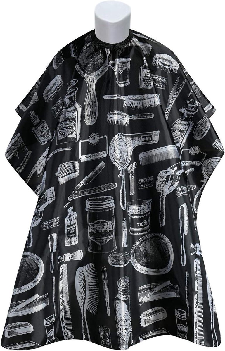 Kapperscape Unisex - Haarstyling Cape - Haarknippen en Verven - Verstelbare Nekband - 140 x 120 cm - Zwart