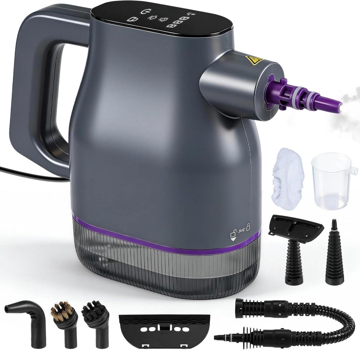 Handstoomreiniger - Stoomreiniger - Hygiënisch Schoonmaken - Snelle Verwarming - 400 ml - Zwart