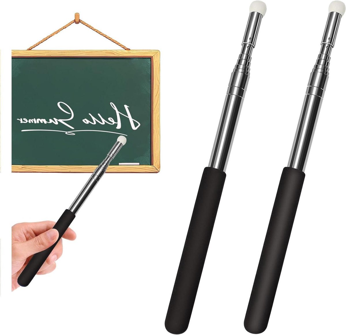 Aanwijsstok Uittrekbaar - Aanwijzer Telescoop - Presenteren Lesgeven - Vergrendelbaar Uitschuifbaar - 120 cm - Zwart