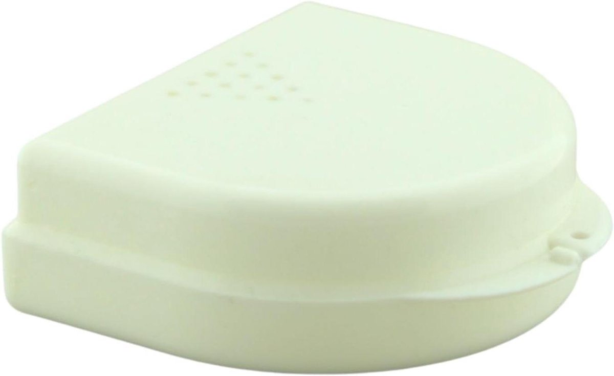 Opbergdoosje Beugel - Prothesehouder Klembeugel - Hygiënisch Opbergen - Met Luchtgaten - 7.7 x 7.6 x 2.7 cm - Wit