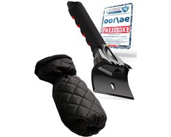 Ijskrabber met Handschoen - Ruitkrabber Auto - Winterse Autoritten - Geïntegreerde Waterdichte Handschoen - 34 cm - Zwart