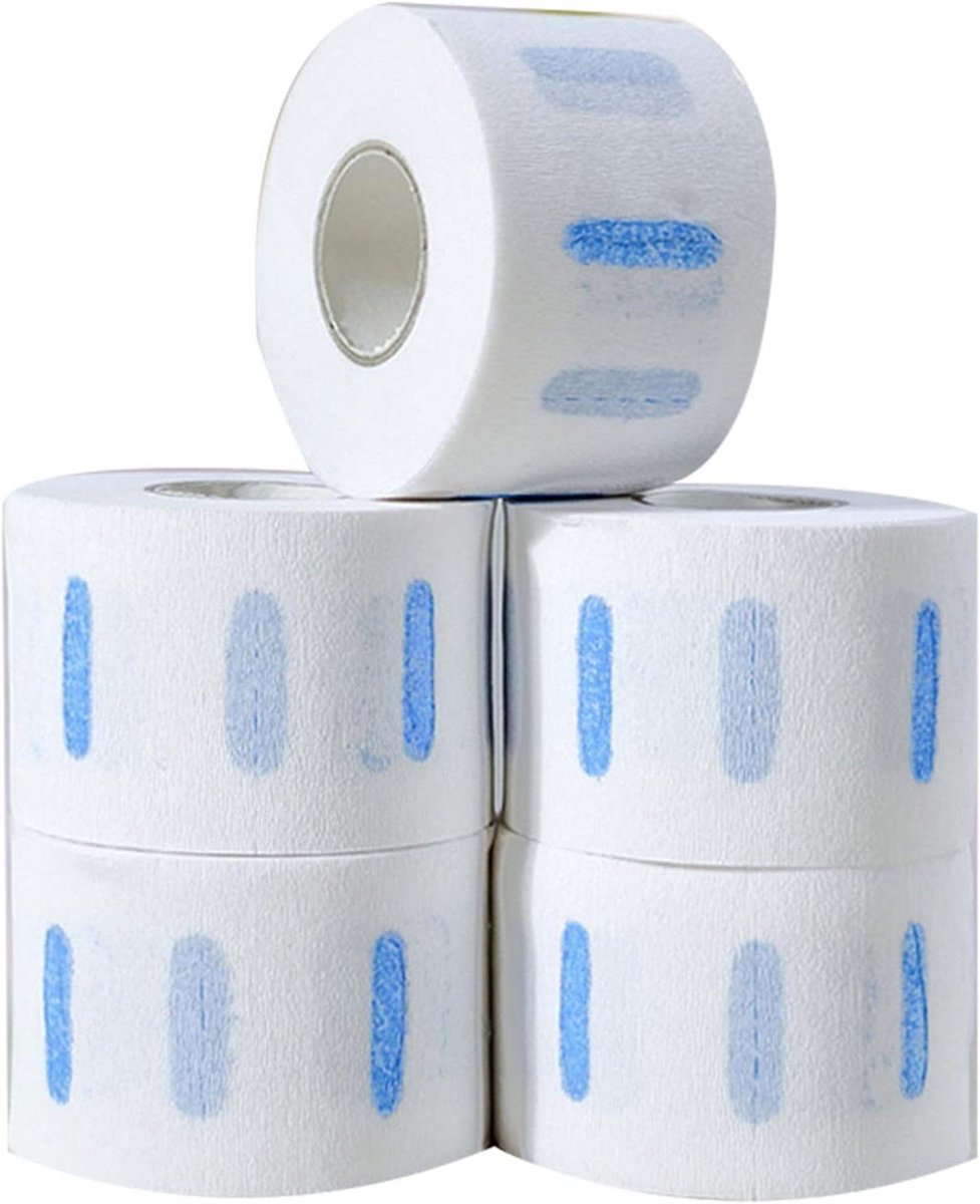 Kappersnekstrips - Nekpapier Salon - Haarknippen Beschermen - Rekbaar Materiaal - 5 Rollen - Wit