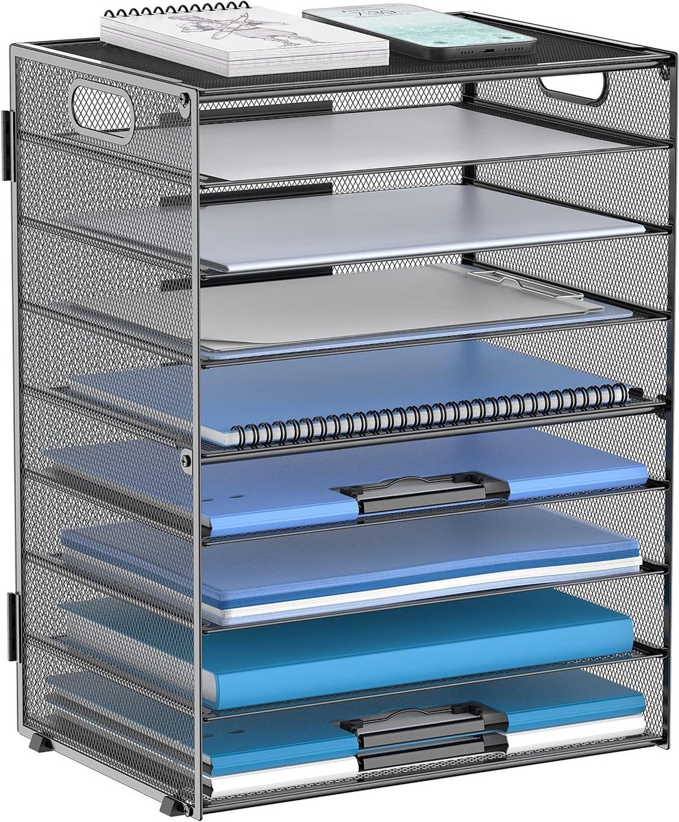 Papieren Bureau Organizer - Briefhouder Stapelbaar - Bureau Opruimen - Mesh Metaal Ontwerp - 32 x 23 x 42 cm