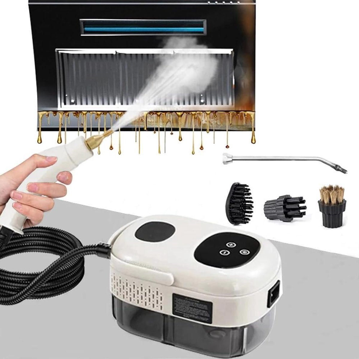 Hoge Druk Stoomreiniger - Stoomreiniger Keuken Badkamer - Grondig Reinigen Huis - Touchscreen Bediening - 1100 ml Tank - Wit