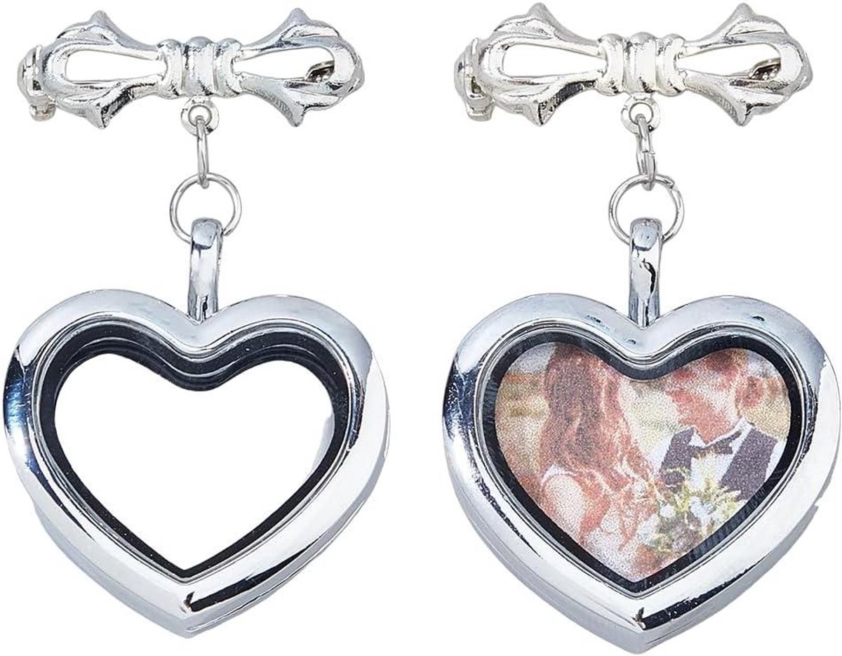 Bruiloft Foto Bedels - Boeket Hangers - Bruiloft Herinnering - Messing Frame - 45 mm - Zilverkleurig
