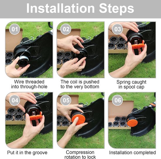 Set van 4 Vervangende Draadspoelen voor Grastrimmer, Nylon Draad 1.6 mm x 5 m, Geschikt voor Accu Grastrimmers, Ideaal voor Tuinonderhoud en Gras Snijden — afbeelding 4