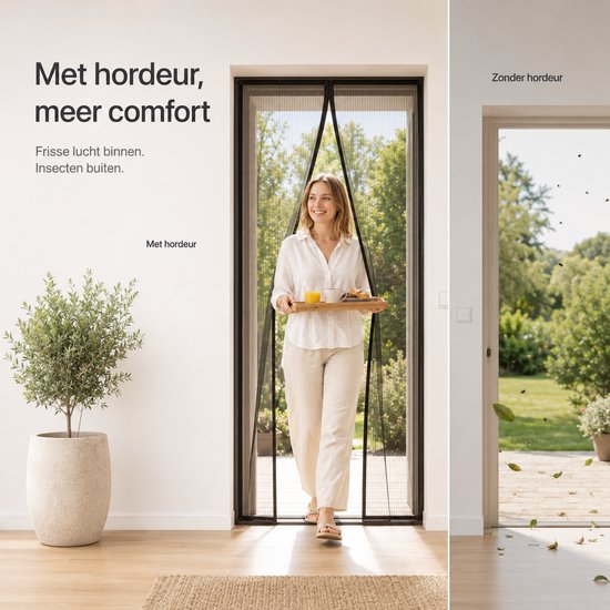 BOTC Magnetisch Vliegengordijn - 95x210 cm - Horgordijn - Hordeur - Deurgordijn - Zwart van BOTC — afbeelding 2
