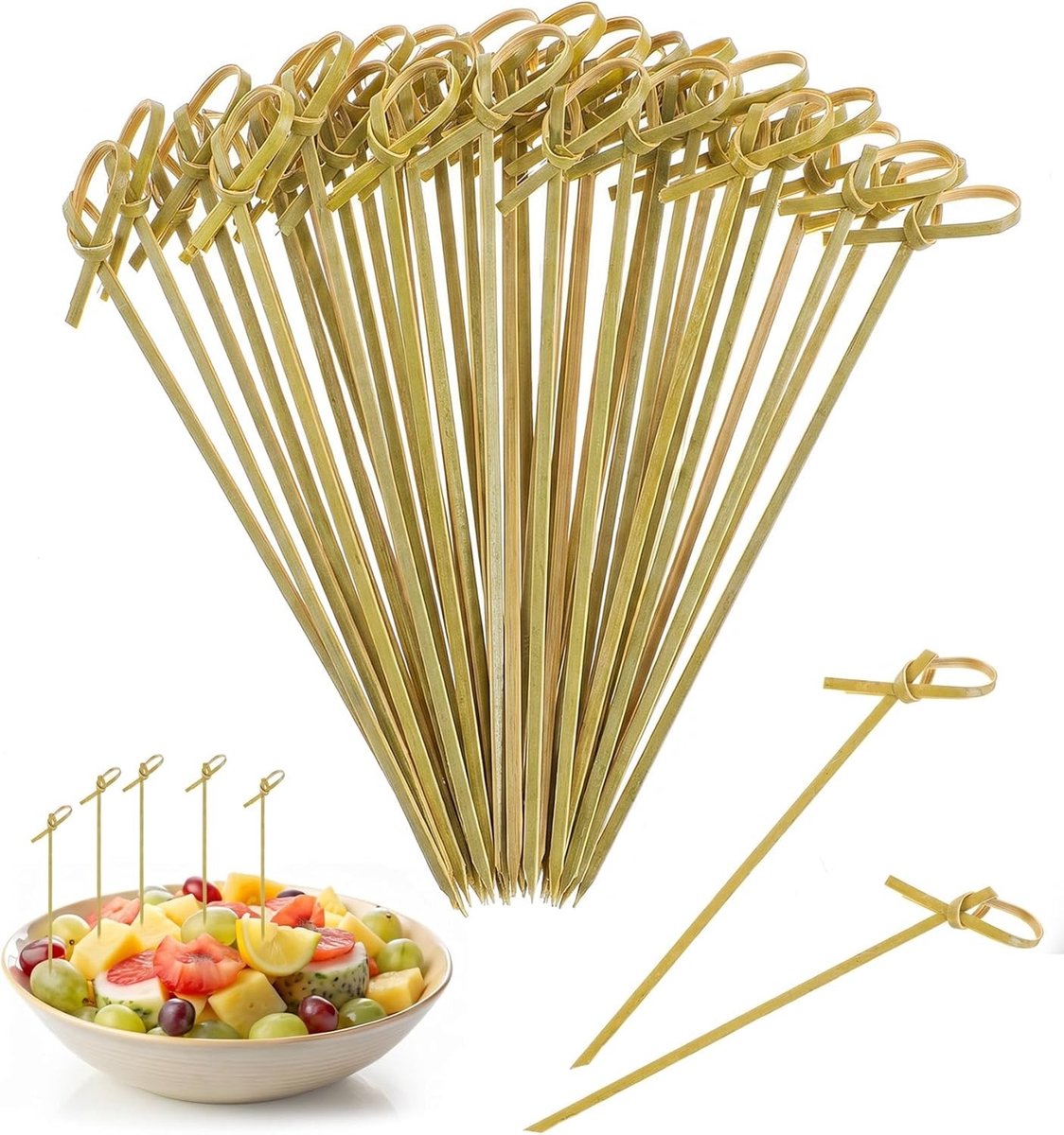 Houten bamboe spiesjes 12 cm - 100 stuks voor fingerfood, cocktails, antipasti en snacks