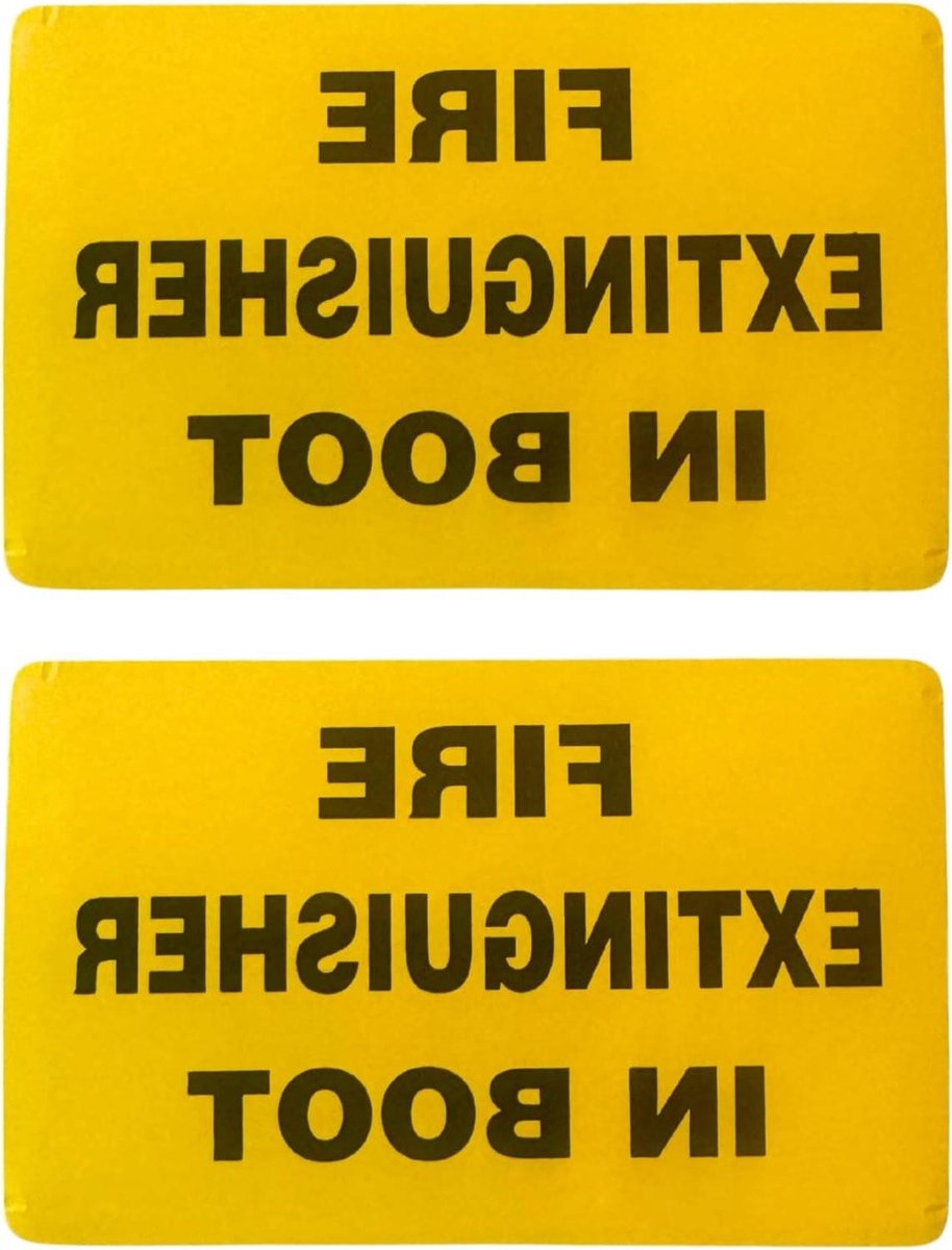 Brandblusser Sticker - Veiligheidsbord - Voertuig Veiligheid - Hoge Zichtbaarheid - 86 mm x 53 mm - Geel Zwart