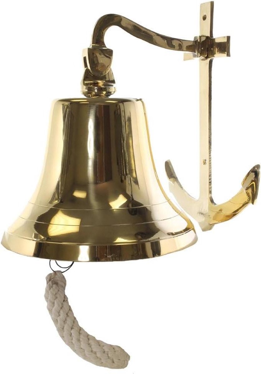 Koperen ankerbel - Nautische bel - Maritieme decoratie - Inclusief kettingblad - 25 cm lang - Messing