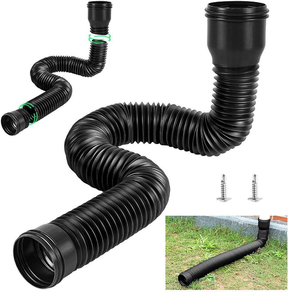 Dakgoot Verlengstuk - Regenpijp Afvoer - Wateroverlast Voorkomen - Verstelbaar tot 1.5 Meter - 80/100 mm - Zwart