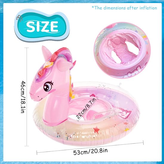 Babyzwemring met Zitje - Kinder zwemband - Veilig Zwemmen - Cartoon Design - Baby tot 3 jaar - Roze — afbeelding 2