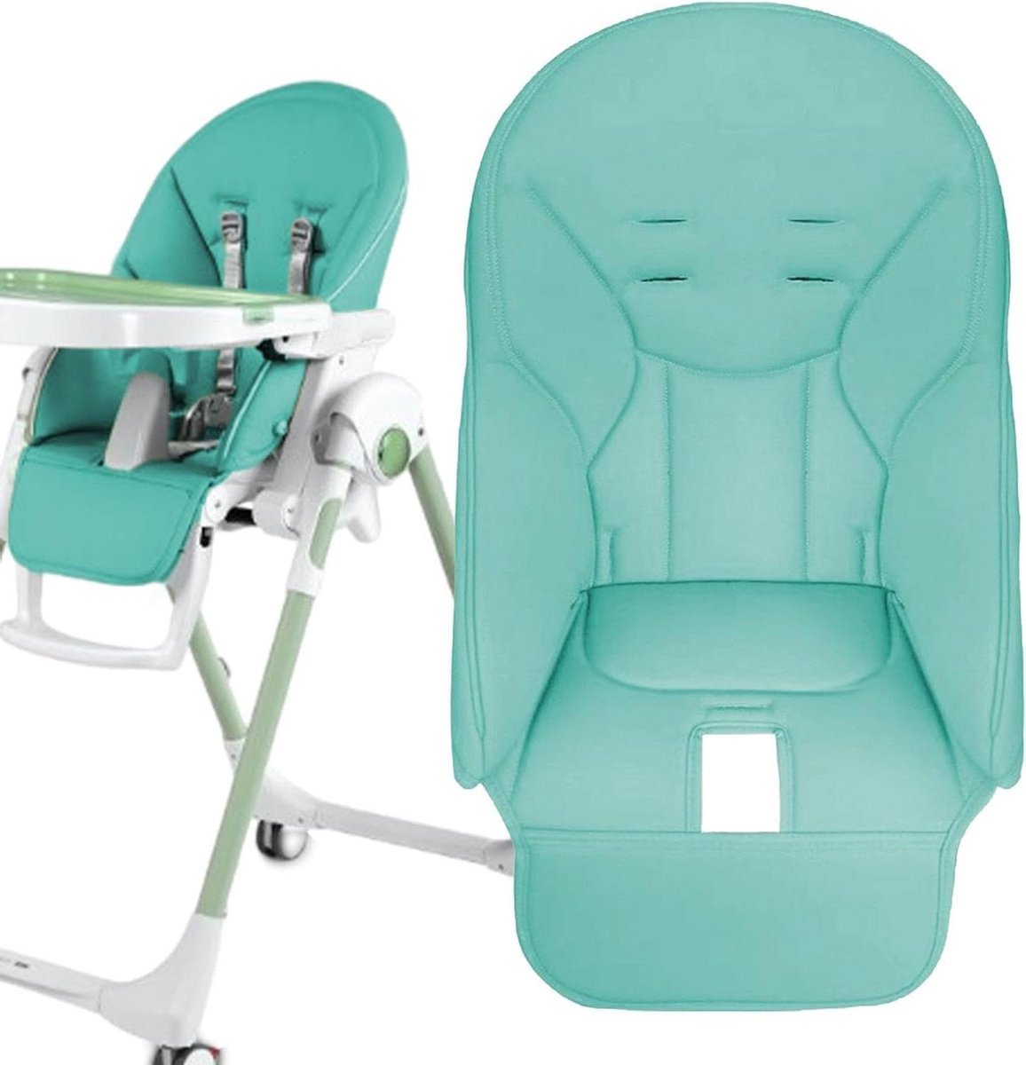 Baby Stoel Cover - Kinderstoel Kussen - Eten Beschermen - Waterdicht PU Leer - 83 x 40 cm - Lichtgroen
