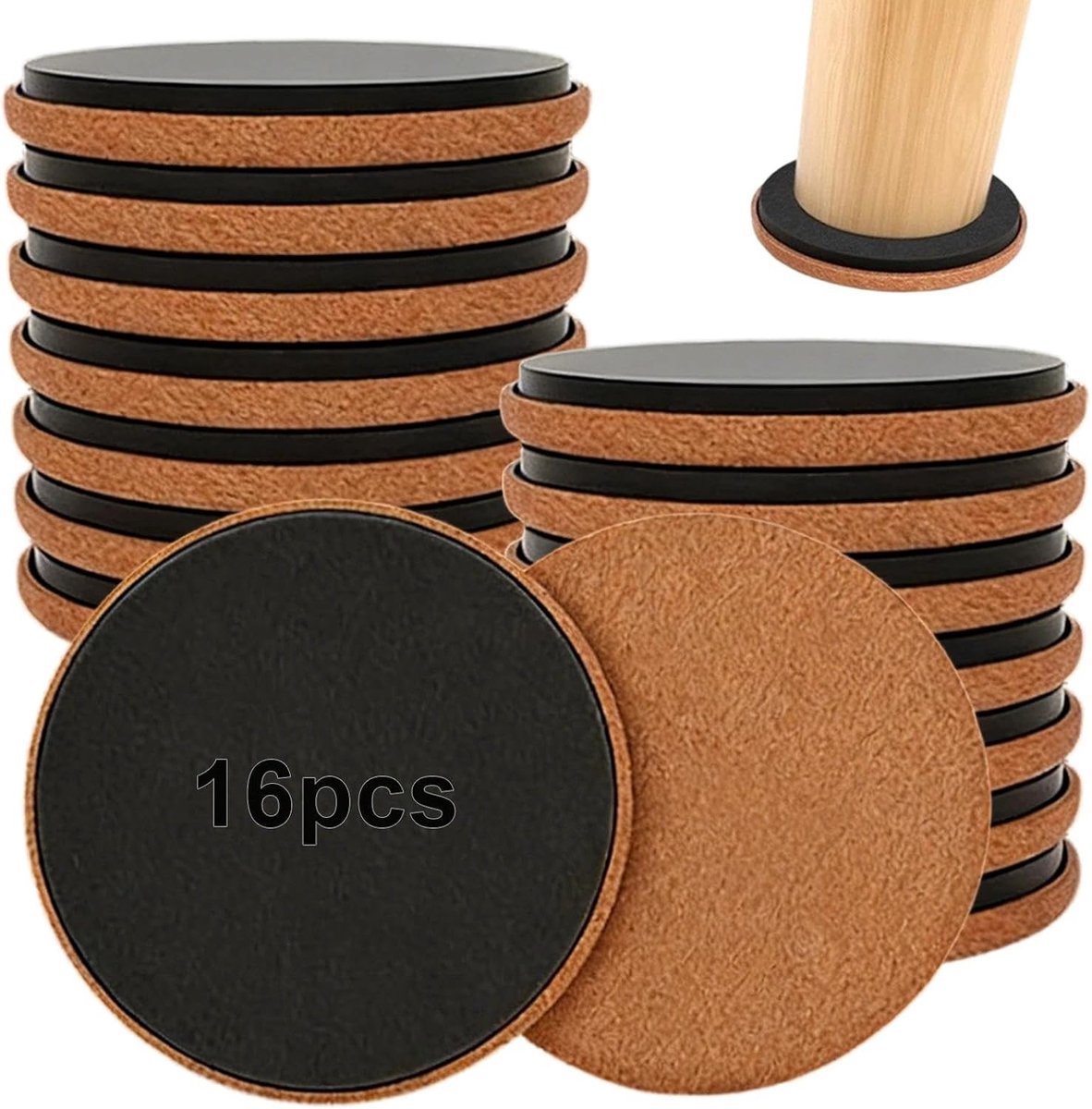 16 stuks meubelglijders van 9 cm, duurzame onderzetters voor stoelen, tafels en banken, be