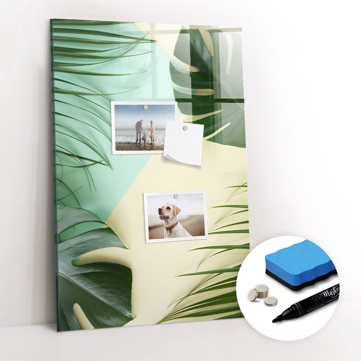 Tulup Whitebord - Tropische Monstera - 40 x 60 cm - Groente Magnetisch Wandbord - Gratis 5 Sterke Magneten + Whiteboard Marker & Wisser - Interieur Accessoires Kantoor - Magnet Board - Inspiratiebord Kantoor