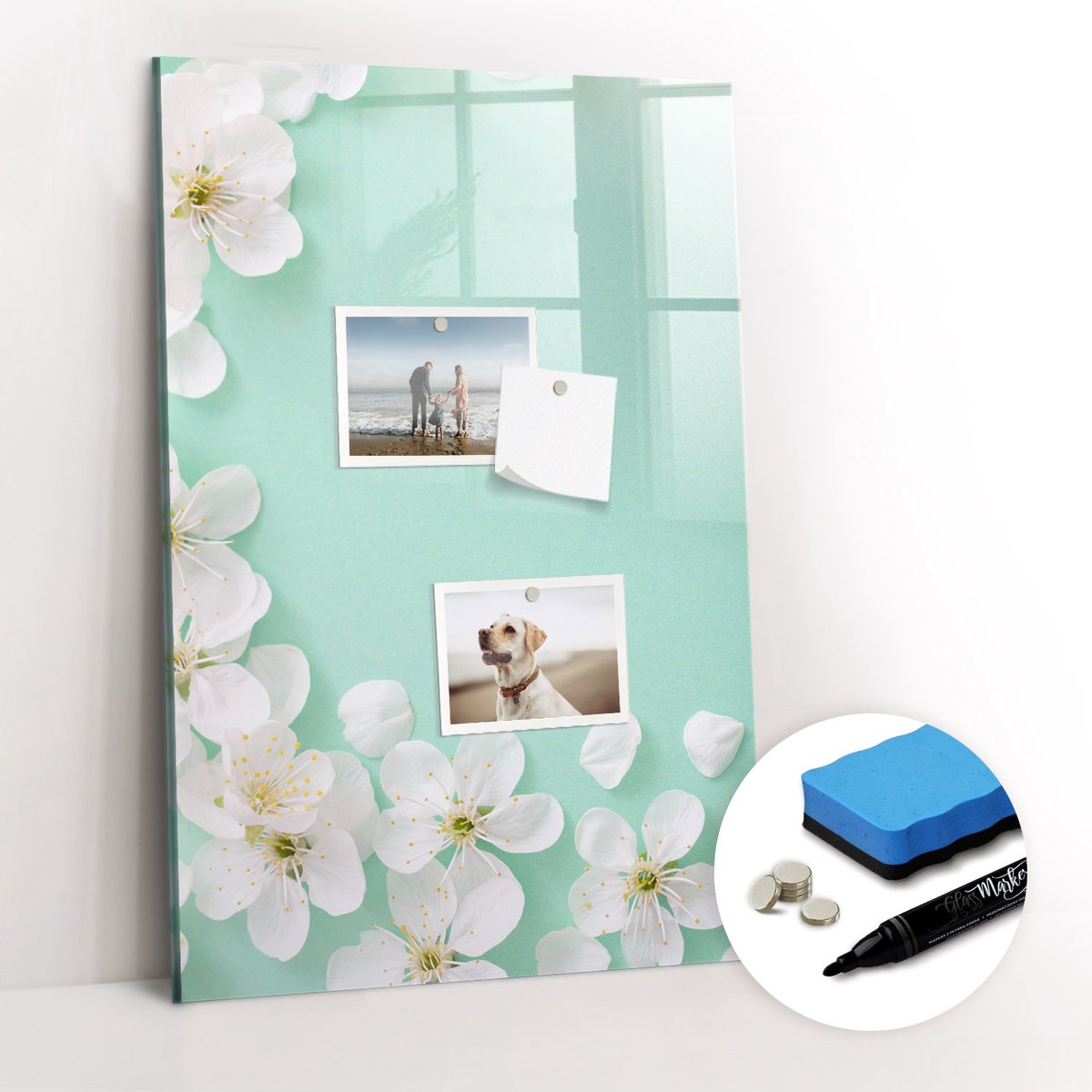 Tulup Whitebord - Bloeiende bloemen - 40 x 60 cm - Groente Memo Magneetbord - Gratis 5 Sterke Magneten + Whiteboard Marker & Wisser - Design Memobord - Magnet Board - Productiviteit Tools