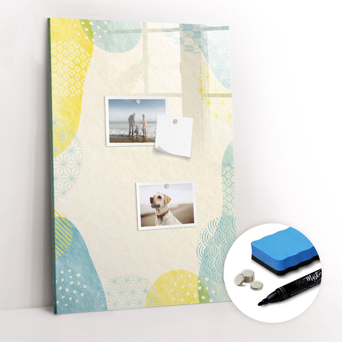Tulup Whitebord - Decoratief frame - 40 x 60 cm - Veelkleurig Magnetisch Memobord - Gratis 5 Sterke Magneten + Whiteboard Marker & Wisser - Industrieel Wandbord - Magneetbord Muur - Inspiratiebord Kantoor