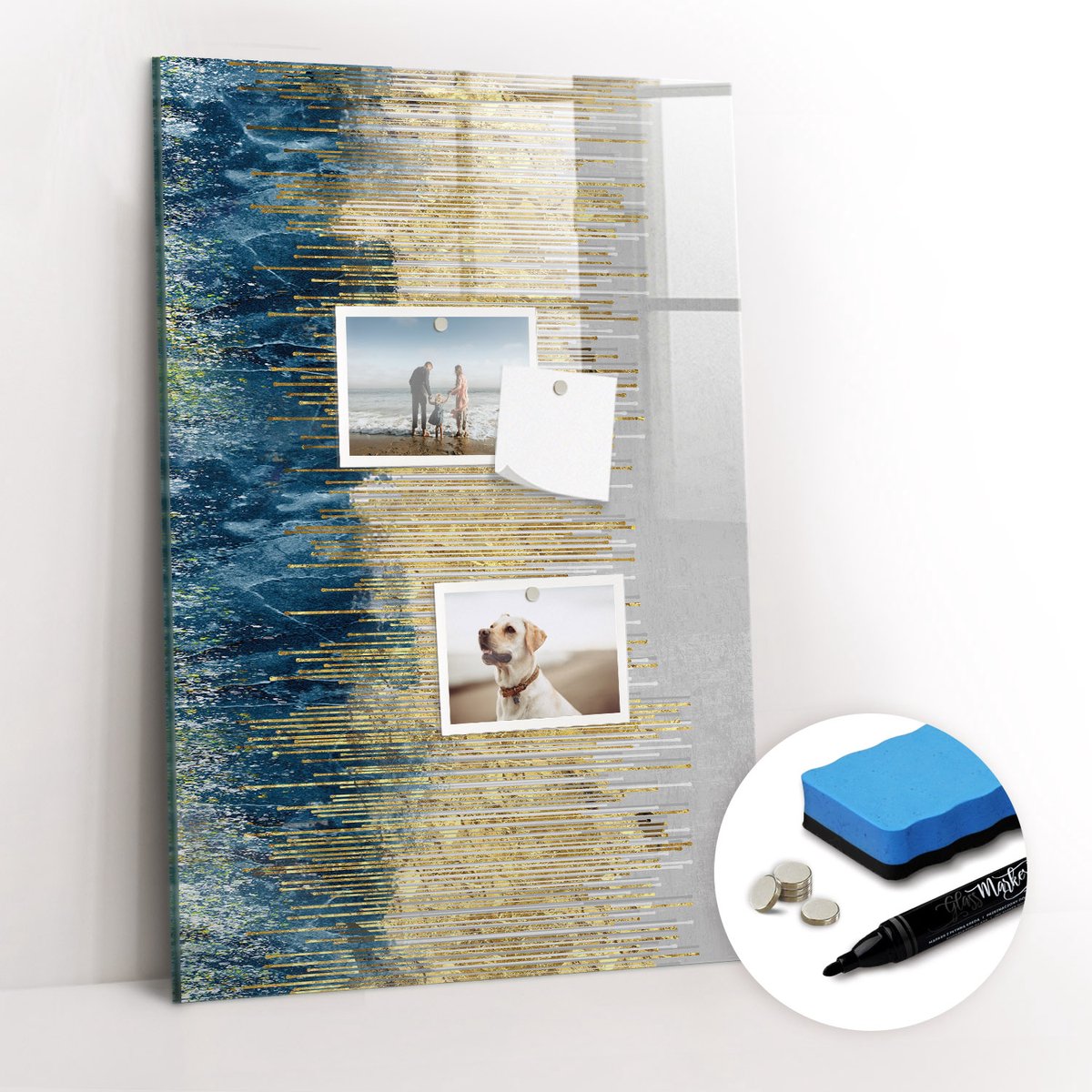 Tulup Whitebord - Decoratief retro patroon - 40 x 60 cm - Veelkleurig Magneetbord Rechthoekig - Gratis 5 Sterke Magneten + Whiteboard Marker & Wisser - Industrieel Wandbord - Memo Bord - Inspiratiebord Kantoor