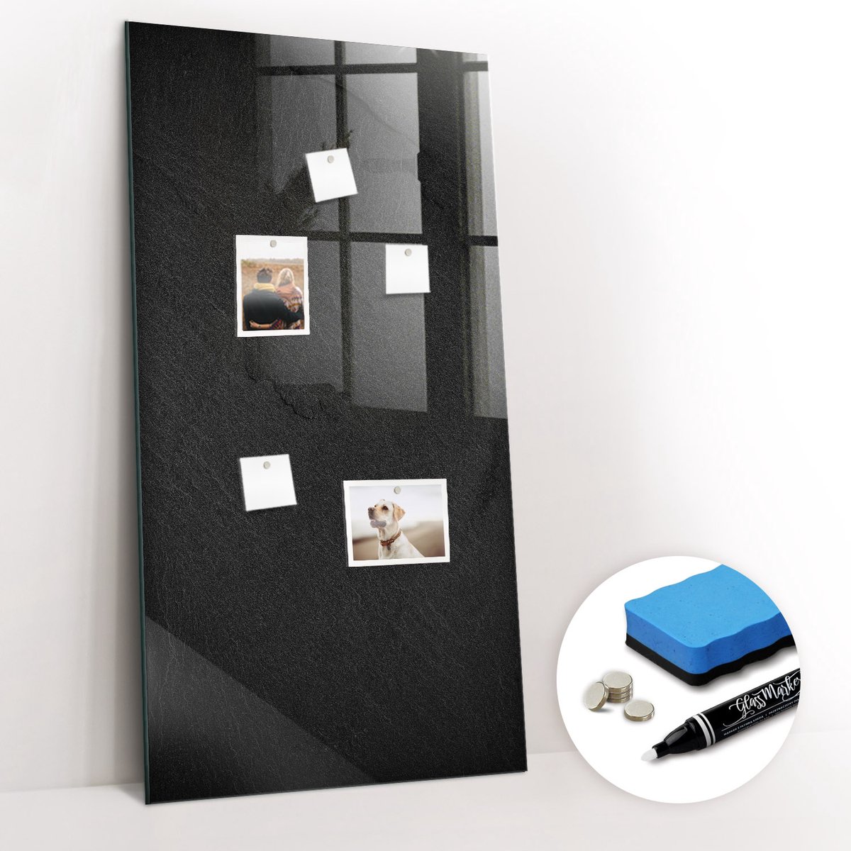 Tulup Whitebord - Donkere rots - 60 x 120 cm - Zwart Memobord Magnetisch - Gratis 5 Sterke Magneten + Whiteboard Marker & Wisser - Moderne Wanddecoratie - Magnetisch Bord - Organiseer Je Bureau