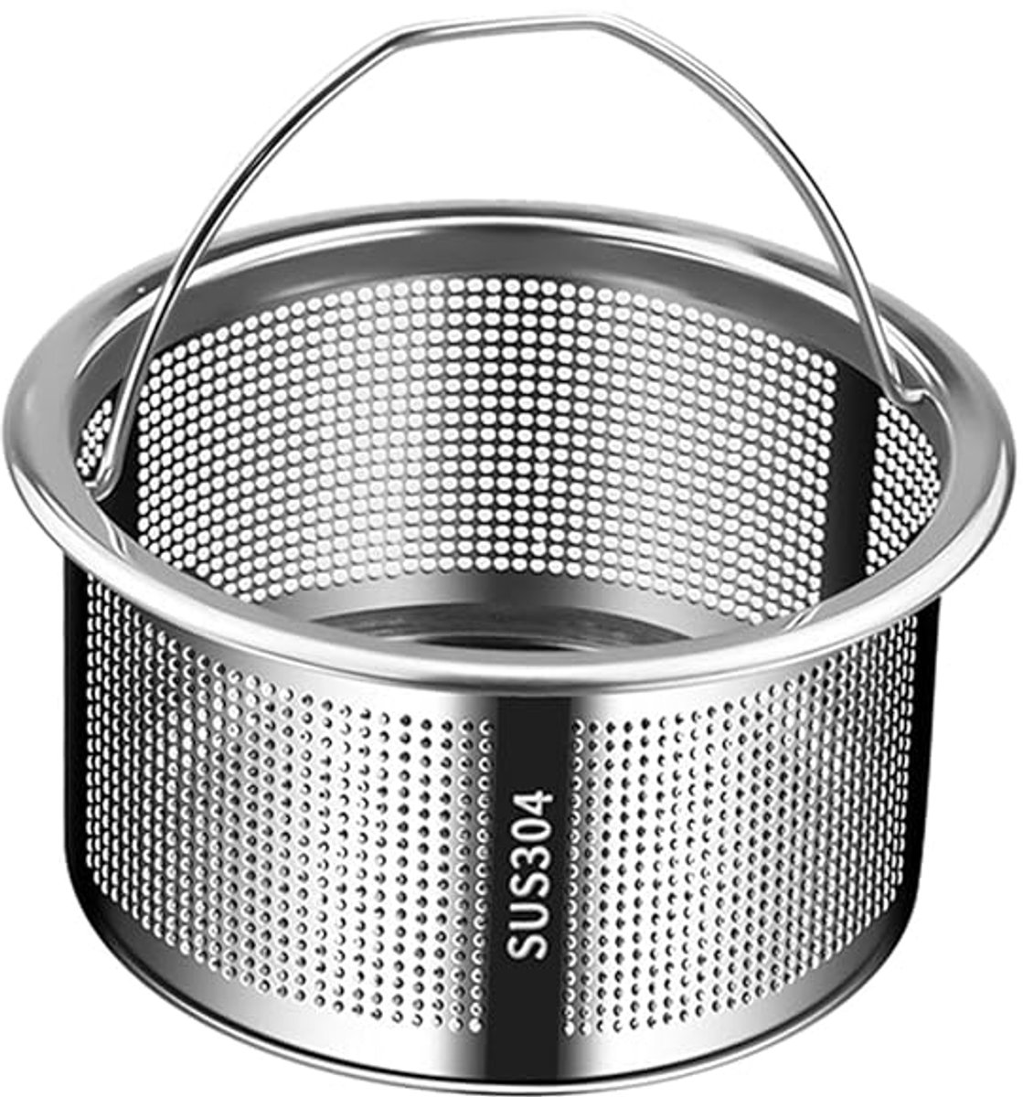 2 gootsteenfilters, met handvat, geschikt voor campers, restaurants en thuisgebruik, roestvrij staal, hoogte 4 cm, met deksel-Stijl 1
