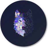 Abstracte Wolf - Muurcirkel Forex 60cm - Wandcirkel voor binnen - Minimalist - Dieren