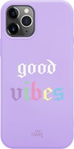 iPhone 12 Pro - Good Vibes Purple - iPhone Rainbow Quotes Case