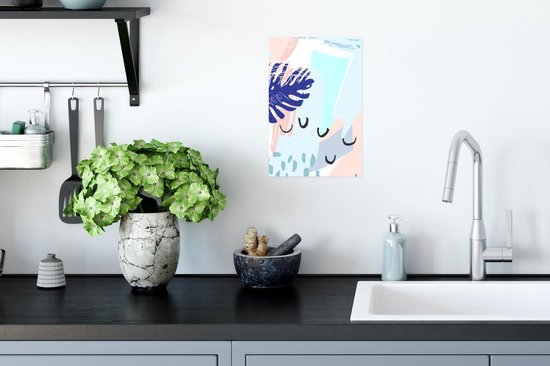 Poster Été - Tropical - Feuille - Blauw - 20x30 cm