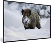 Cadre photo avec affiche - Sanglier - Neige - Animal - 30x20 cm - Cadre pour affiche