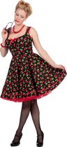 Wilbers & Wilbers - Jaren 50 Kostuum - Rockabilly Jurk Fruitige Vrouw - Rood, Zwart - Maat 42 - Carnavalskleding - Verkleedkleding