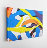 Canvas schilderij - Abstract acrylic modern painting fragment. Colorful rainbow streaks texture. Contemporary art. Strips, spray paint -     269073173 - 115*75 Horizontal