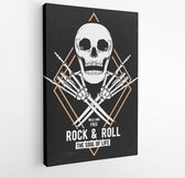 Canvas schilderij - Rock music graphic design with skull illustration for t-shirt and other uses.  -  657424345 - 115*75 Vertical