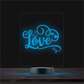 Led Lamp Met Gravering - RGB 7 Kleuren - Love
